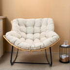 Modern Patio Rocking Egg Chair with Thick Cushion and Rattan Wicker Frame, Indoor Outdoor Lounge Chair with 360° Swivel Comfort, Heavy-Duty Metal Base for Bedroom Living Room Porch Garden (Beige)