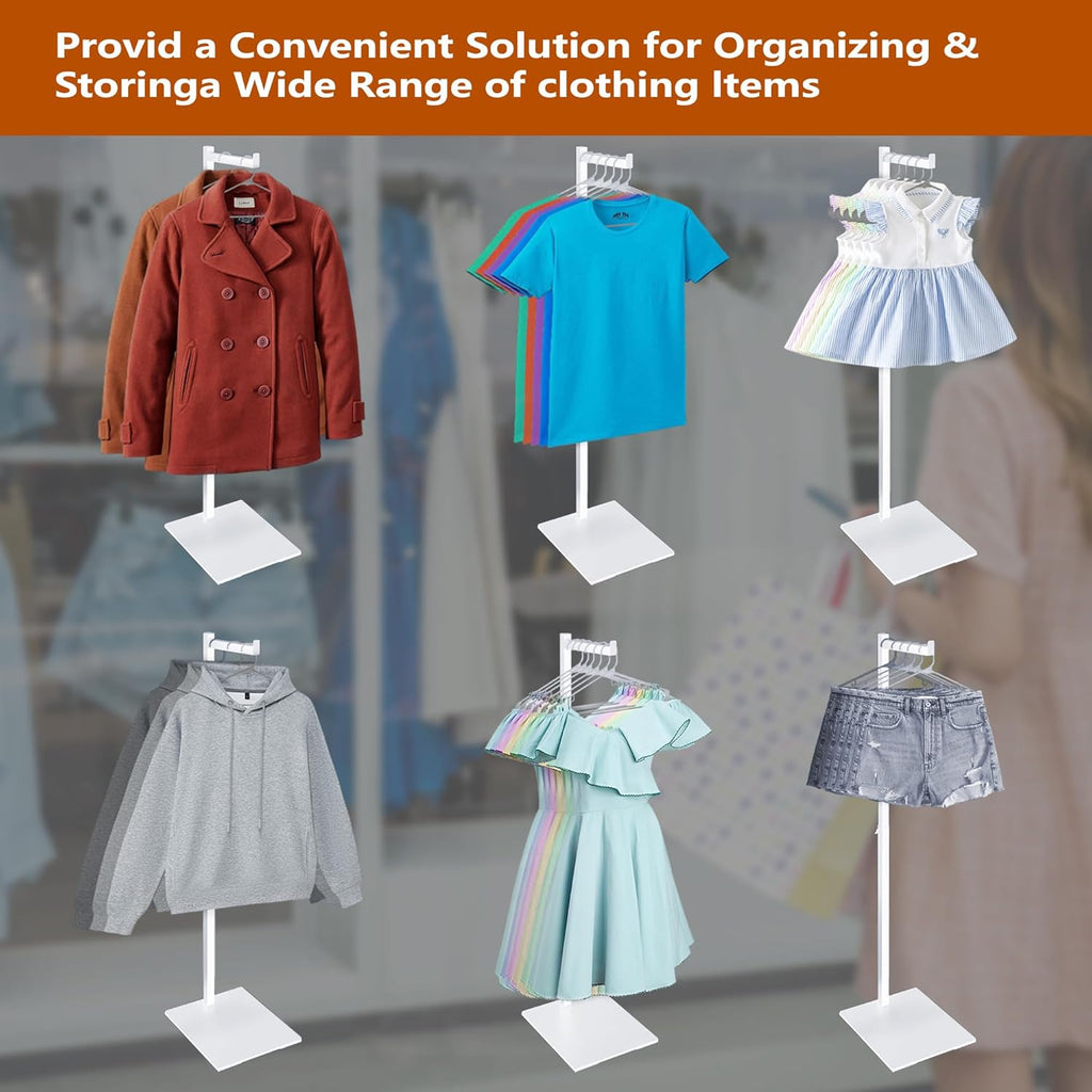 Clothing Display Rack, 21-36 Inch Adjustable Garment Stand, White, 2 Pack | Metal Countertop Stand for T-Shirts, Coats and Dresses, Ideal for Thrift Shops, Boutiques, Retail Stores and Trade Shows