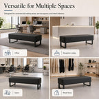 Waiting Room Bench, Faux Leather Upholstered Bench Seat with High-Density Foam, Rounded Corners and Metal Frame, Reception Lobby Furniture for Office, Salon, Barbershop(Black,17 * 59 * 17in)