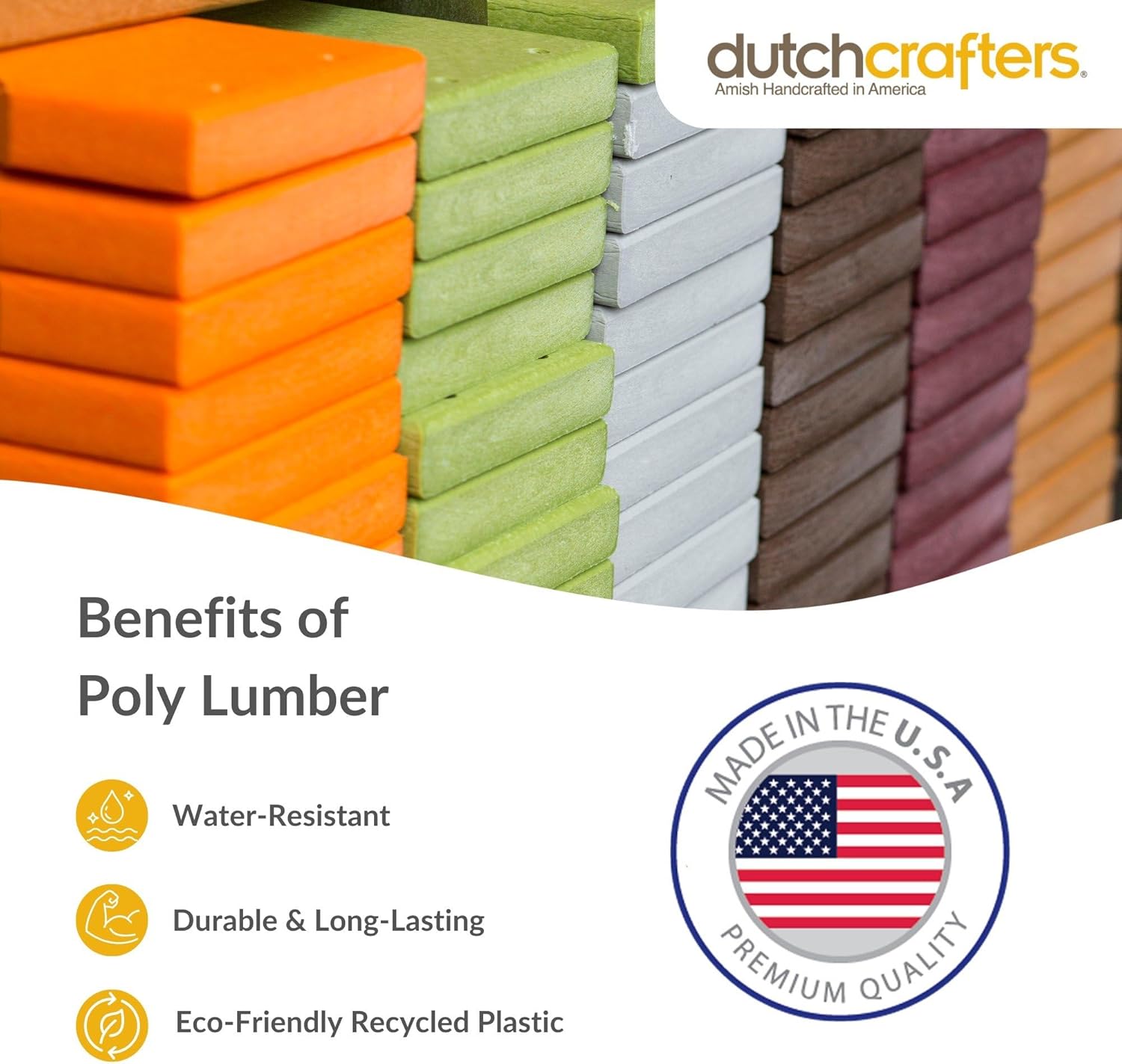 DutchCrafters Poly Outdoor Footstool - Amish Made Outdoor Furniture, Earth-Friendly, Recycled Plastic Patio & Balcony Furniture, Smooth & Durable, Stainless Steel Hardware, Easy Assembly (Weatherwood)