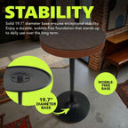 Pearington Adjustable Height Round Bar Table, Mid-Century Modern Pub Table with Hidden Storage Compartment, Synthetic Leather Top with Stitching, 32.7 to 41.3 Inch, Ash Brown and Caramel Brown