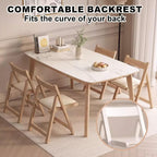 JSWHYBD Light Weight Folding Chair Wooden Folding Chair A-Frame Structure Stable and Durable Leather Seat Cushion Suitable for Parties Home and Office Use(White+Off-White)