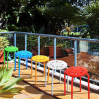 Yaheetech 17.3'' Stacking Stools Set of 5 Indoor Outdoor Industrial Stackable Bar Stools Colourful Decoration Portable Plastic Metal Chairs