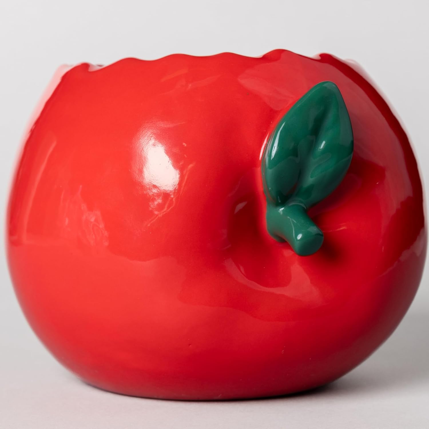 ban.do Small Cermaic Apple Vase, Red Apple | Cute Colorful Teacher Shelf Decor for Home or Office, Unique/Quirky/Funky/Fun Flower Vase Doubles as Pencil Cup