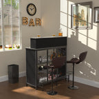 GDLF Home Bar Unit Mini Bar Liquor Cabinet with Storage and Footrest for Home Kitchen Pub (Grey)