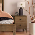 Grain Wood Furniture Greenport 2-Drawer Bedroom Nightstand, Solid Wood with Brushed Hickory Finish