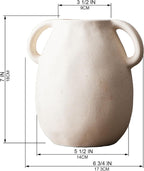 Tanvecle Off-White Ceramic Vase with 2 Handles, Sandstone Texture for Modern Farmhouse Decor, Rustic Pottery, Decorative Flower Vase, Clay Small Vase, Centerpiece for Dining Table - 7 Inch Tall