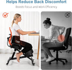 Ergonomic Kneeling Chair with Back Support Height Adjustable PU Stool for Home Office Thick Moulded Foam Cushions Brake Casters Desk Chair to Relieve Back Discomfort