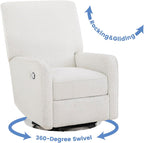 Delta Children Nest Nursery Swivel Recliner - Fabric is GREENGUARD Gold Certified and Oeko-TEX Standard 100 - Upholstered in a Unique Chenille Yarn for Blanket Like Softness, Oyster