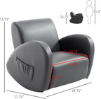 Sofa Rocking Chair with Side Pocket, PU Leather Toddler Armchair for Children Grey