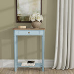 East at Main Console Table – 23.75” Wide Narrow Powder Blue Entryway Table with Storage & Shelf – Two Tone French Country Accent Table for Hallways, Foyers, Living Rooms and Small Spaces – Handcrafted