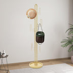 Cactus Shape Clothing Stand, Freestanding Coat Rack With 6 Hooks, 22 lbs Capacity Modern Metal Coat Racks with Round Base for Entry Hallway Bedroom Hats Bags Umbrellas (Gold)