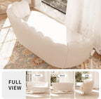 59'' Loveseat Sofa, Comfy Chenille 2-Seater Sofa with Gold Legs, Modern Shell Accent Couch for Studio, Living Room, Store, Office (Beige Chenille).