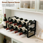 Wine Rack for Countertop – Stackable Freestanding Bottle Organizer for Kitchen, Pantry, Bar Cabinet & Small Spaces – Compact Metal Shelf & Modular Storage Stand (2 Tier)