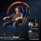BestOffice Gaming Chair with Massage, Ergonomic Office Desk Chair, Adjustable Lumbar Support & Headrest,Computer Task Chair, 360° Swivel for Adults (Blue)