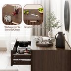 Fluted Buffet Cabinet Accent with Doors & Drawer 31" Walnut | Anti-tipping Design, Scratch & Water-resistant, Pre-drilled Easy Assembly Versatile for Kitchen, Entryway & Living Room