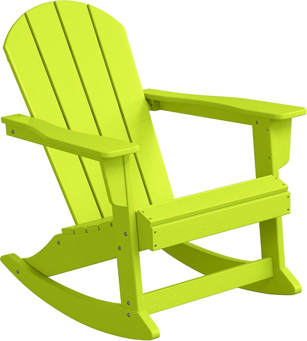 WestinTrends Malibu Outdoor/Patio Poly Adirondack Rocking Chair, Lime