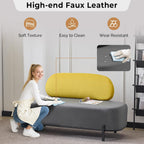 OmySalon Waiting Room Bench with Back, 55.1" Office Guest Chair, Faux Leather Upholstered Reception Seating, Lobby Bench for Beauty Salon Barbershop Airport Bank Hall Room Conference