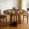 Round Dinning Table for 4-6, Kitchen Dining Room Table 47.2 Inches Circle Walnut Finish Dinner Tables for Kitchen, Dining Room, Living Room