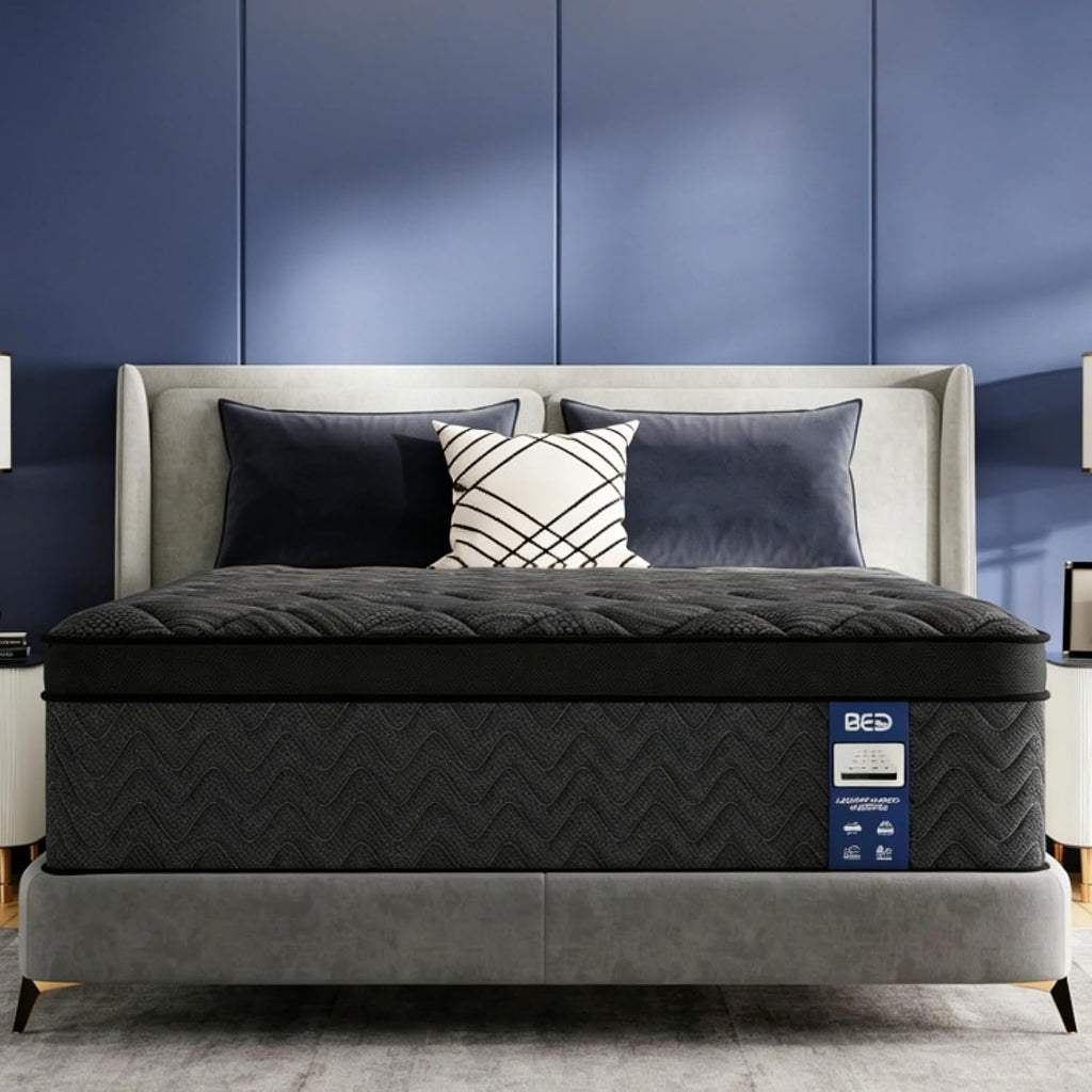 Hiboss Queen Size Mattress (Upgraded), 14 Inch Luxury Hybrid Queen Mattress in a Box, Cooling Gel Memory Foam & Pocket Springs, Medium Firm, Back Pain Relief, Extra Edge Support, 365-Night Trial