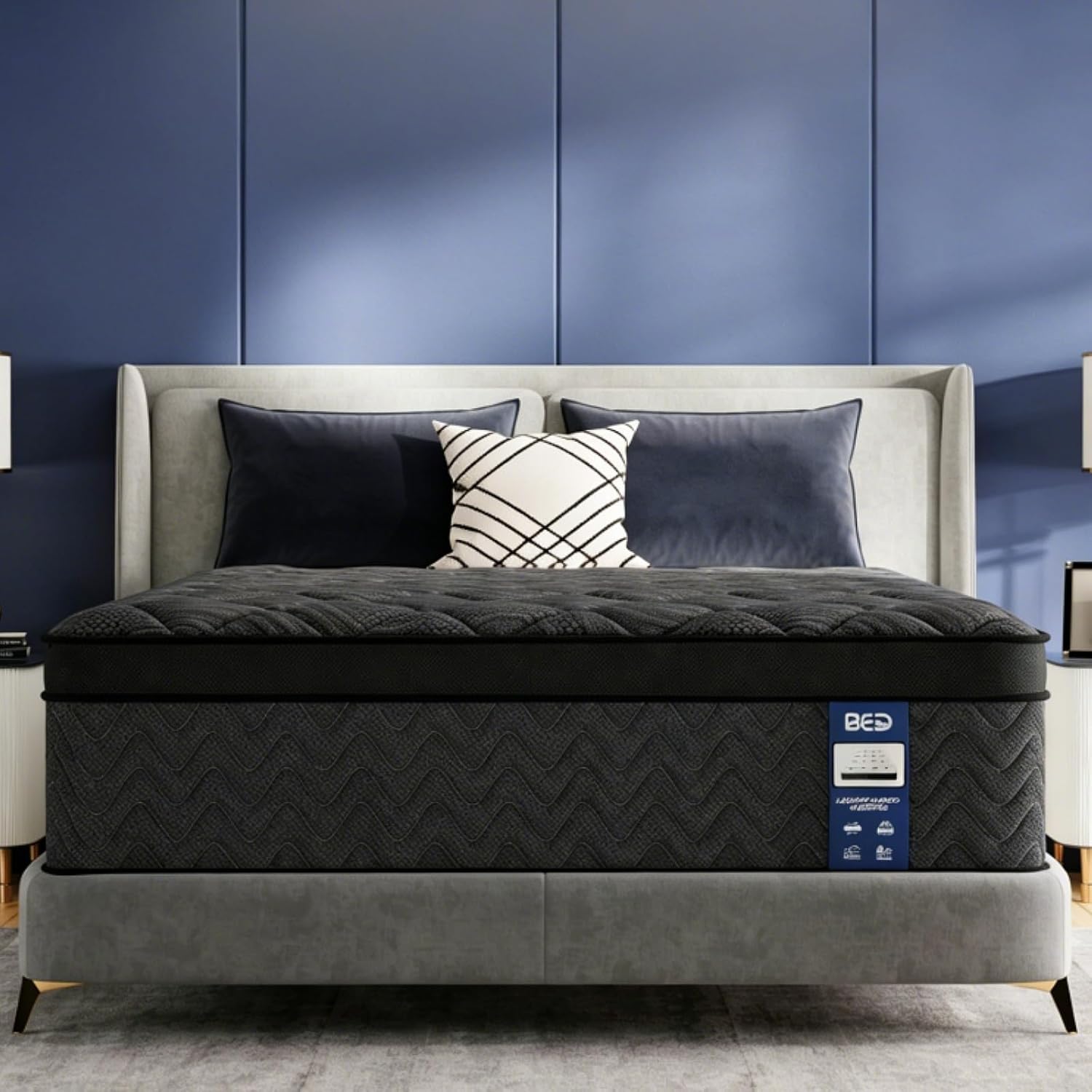 Hiboss Queen Size Mattress (Upgraded), 14 Inch Luxury Hybrid Queen Mattress in a Box, Cooling Gel Memory Foam & Pocket Springs, Medium Firm, Back Pain Relief, Extra Edge Support, 365-Night Trial