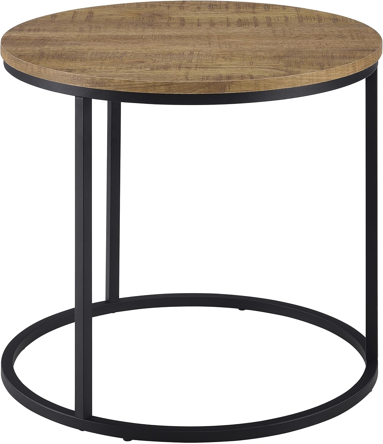 Coaster Home Furnishings - Lainey - Wood and Metal - End Table with Round Top, Open Metal Base and Rustic Style - Living Room - 23-Inch - Mango - 736037