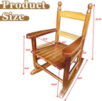 HRVEOCEI Kids Rocking Chair Ages 3-5, Wooden Porch Rocker with Slatted Back Support for Living Room Indoor & Outdoor, Easy Assembly (Oak)