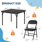 5 Piece Set Folding Card Table and Chairs, Portable Foldable Table with 2 PU Padded Chairs, Lightweight Dining Set for Indoor Outdoor, Camping, Parties, RV