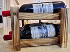 8-Bottle Wood Wine Rack - 2-Tier Countertop Wine Bottle Holder for Kitchen, Bar, Pantry, Dining Room | Small Freestanding Stackable Liquor Storage Organizer, Carbonized Pine