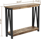 ChooChoo Farmhouse Console Table, Narrow Sofa Table for Entryway, 40 Inch | Rustic Entryway Table for Living Room, Hallway, Rustic Oak & Black