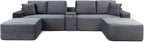 125" Oversized Sectional Couches for Living Room, Modern Boneless Cloud Couch with Ottoman,USB Port&Cup Holders, Comfy Corduroy Modular Sectional U Shape Sofa Couch for Apartment, Grey Couch in a Box