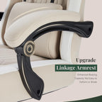 Computer Gaming Chair - High Back Ergonomic Desk Chair with Footrest and Lumbar Support, Height Adjustable Task Chair with Linkage Armrests and Headrest, 360° Swivel Wheels, Khaki