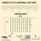 Dazzle Bright 300 LED Curtain Lights, Plug in Fairy Curtain Lights for Bedroom, Christmas Hanging String Lights Outdoor for Window Backdrop Wall Wedding Patio Indoor Dorm Party Decor, Warm White