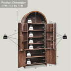 IFGET 71" Tall Arched Kitchen Pantry, Modern Fluted Wood Storage Cabinet with Doors, 3 Adjustable Shelves, 6 Door Shelves, Organizer, Versatile Cupboard for Kitchen, Bathroom, Brown
