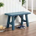30" Farmhouse Entryway Bench, Rustic Solid Wood Dining Room Bench Small Entryway/Hallway Bench for Indoors Entry Way Seating for Living Room, Hallway, Porch, Easy Assembly, Blue