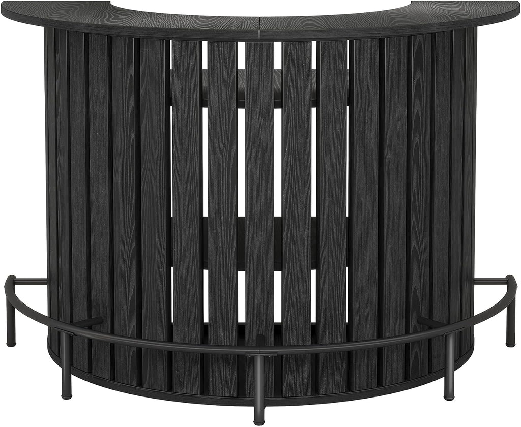 4-Tier Bar Table, 39.4" H Home Bar Unit with Footrest, Arc-Shaped Mini Bar Table, Modern Wine Bar Cabinet for Home Pub, Living Room, Black