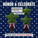 Patriotic Star Topiary Tree, Artificial Boxwood, 4th of July Memorial Day Indoor Outdoor Centerpiece Decor (Large)