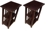 Alaterre Furniture Mission 3-Tier End Table with Vertical Slat Side Panels – Set of 2 Craftsman Style Wood Side Table with Open Storage for Living Room, Bedroom, or Cozy Reading Nook (Espresso)