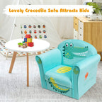 Costzon Kids Couch, Children's Sofa Armrest Chair with Pattern, Toddler Furniture w/Sturdy Wood Construction, Preschool, Lightweight Kids Couch Sofa Chair for Boys & Girls Gifts, Crocodile
