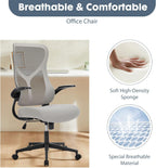 DUMOS Home Office Desk Chair - Ergonomic High Back Mesh Computer Task Chair with Comfy Flip-up Armrests, Swivel Adjustable Height with Wheels, Comfortable Lumbar Support, for Adults, Gery