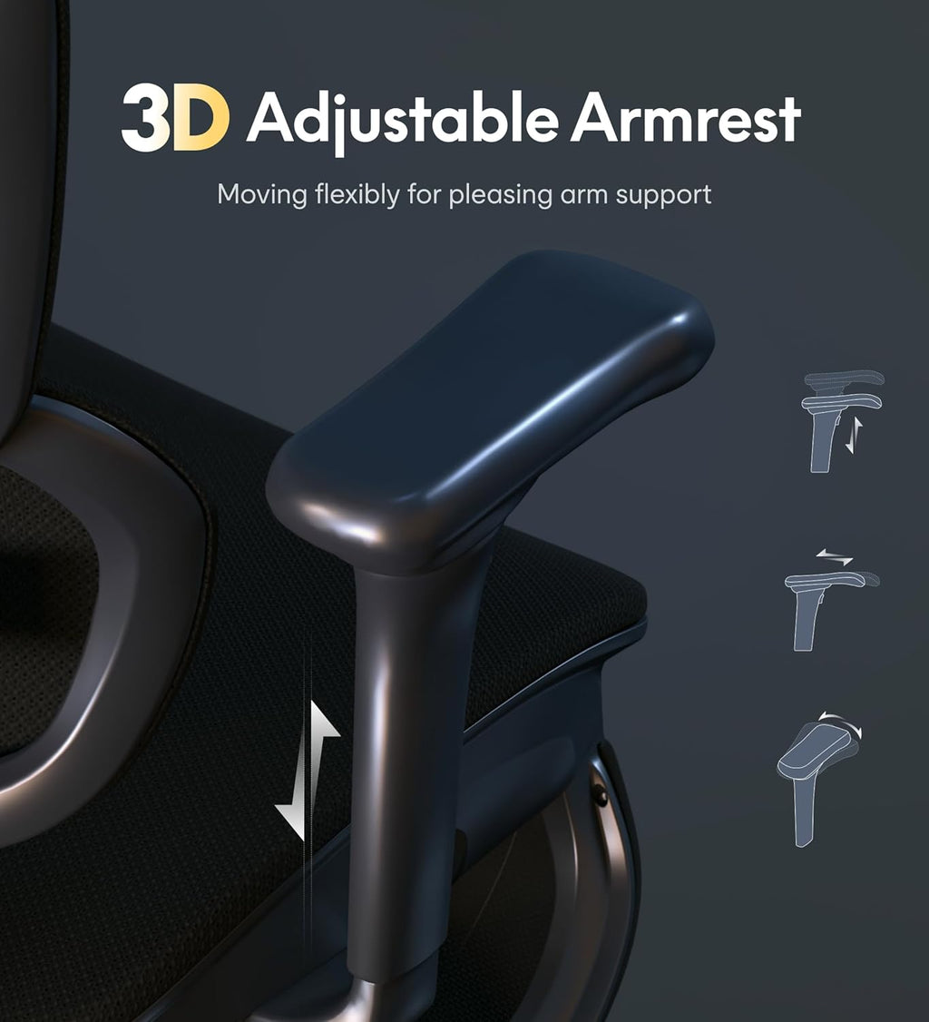 FLEXISPOT Sentinel Ergonomic Gaming Chair with 3-Year Warranty Dual-Wing Adaptive Lumbar 3D Armrests 120° 3-Position Recline Height-Adjustable Backrest Premium Computer Desk Chair for Home & Office