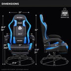 NEO CHAIR Video Gaming Chair with Footrest High Back Ergonomic Comfortable Office Computer Desk with Lumbar Support Height Adjustable with PU Leather Recliner for Adults Women Men (Blue)