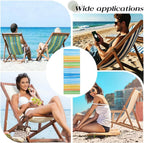 GORGECRAFT Thicker Beach Sling Patio Chairs Canvas 120x43.5cm Outdoor Folding Chair Replacement Fabric 12oz-Canvas Yellow Blue Stripe Lounge Reclining Replacement Cloth for Summer Garden Sunbathing