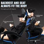 RGB Gaming Chair with Footrest, Computer Gaming Chair with LED Lights for Adults, Reclining Gamer Chair with Adjustable Headrest, Lumbar Support and Linkage Armrests for Home, Office, Gaming Room