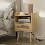 Masupu Nightstand,Small Bedside Table with Two Drawers,White Night Stand,Bedside Furniture,Mid-Century Modern End Table with for Bedroom,Living Room (Farmhouse, Yellow-Outlet)
