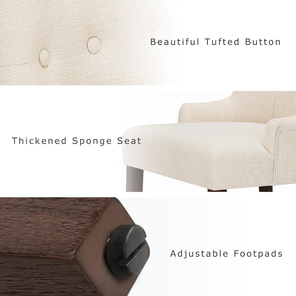 COLAMY Wingback Upholstered Dining Chairs Set of 2, Fabric Side Dining Room Chairs with Tufted Button, Living Room Chairs for Home Kitchen Resturant- Beige
