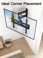 Pipishell Full Motion TV Wall Mount for Most 26-65 inch Flat & Curved TVs up to 77 lbs, Adjustable Bracket Height, Corner TV Mount with Single Articulating Arm, Max VESA 400x400mm, PIMF9