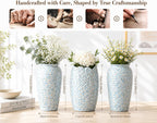 BEAHOT Ceramic Vases Set of 3 – 6.7-inch Handmade Blue & White Pottery Trio with Speckled Glaze – Decorative Flower Vases Home Decor for Table Mantel Entryway Shelf Living Room Kitchen Bathroom