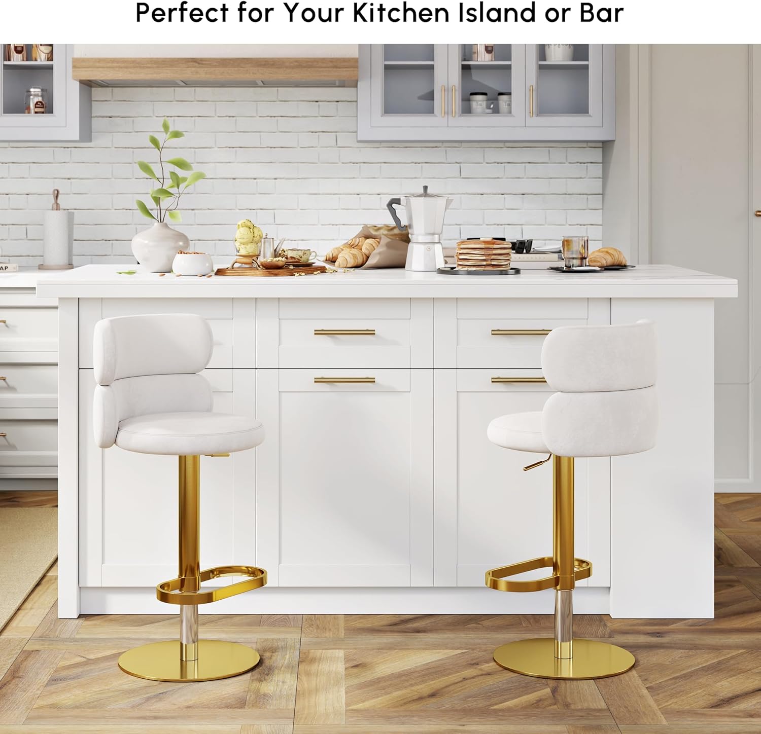 homary Kitchen Island with Bar Stools Set,71" White Kitchen Island with Seating,Sintered Stone Top & Drawers,Freestanding Multifunctional Island Table with 2 Chairs