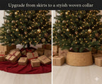Hyacinth Christmas Tree Collar 27" - Natural Hand-Woven Basket Base Cover - Warm and Cozy Rustic Farmhouse Decoration - Tree Skirt Alternative - Tree Ring (Large)